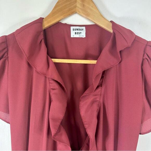 Aritzia Sunday Best Ruffle Wrap Mini Dress Adjustable Tie - Picture 3 of 10